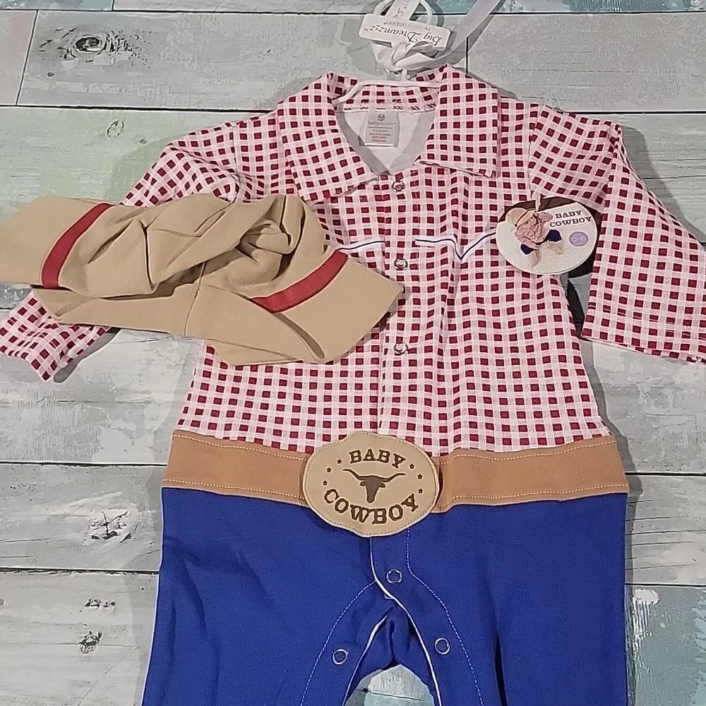 BABY Aspen Big Dreamzzz Baby Cowboy Outfit Super Cute Plaid size 0 to 6 Months